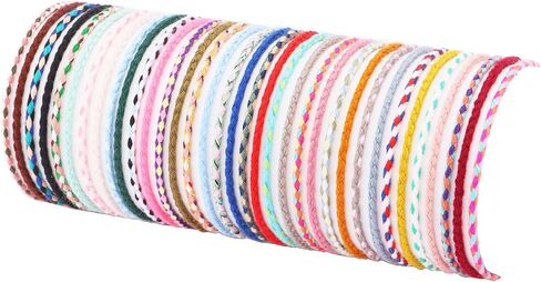 FINZOR 36 Pcs Woven Wrap Friendship Bracelets Handmade Braided Friendship Bracelet Adjustable Colorful Bracelet Birthday Gifts-Party Favors in Kuwait