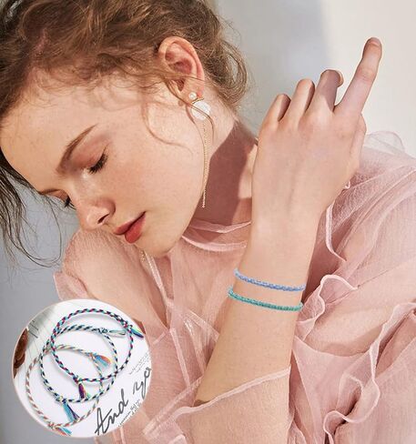 FINZOR 36 Pcs Woven Wrap Friendship Bracelets Handmade Braided Friendship Bracelet Adjustable Colorful Bracelet Birthday Gifts-Party Favors in Kuwait