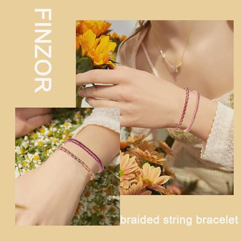 FINZOR 36 Pcs Woven Wrap Friendship Bracelets Handmade Braided Friendship Bracelet Adjustable Colorful Bracelet Birthday Gifts-Party Favors in Kuwait