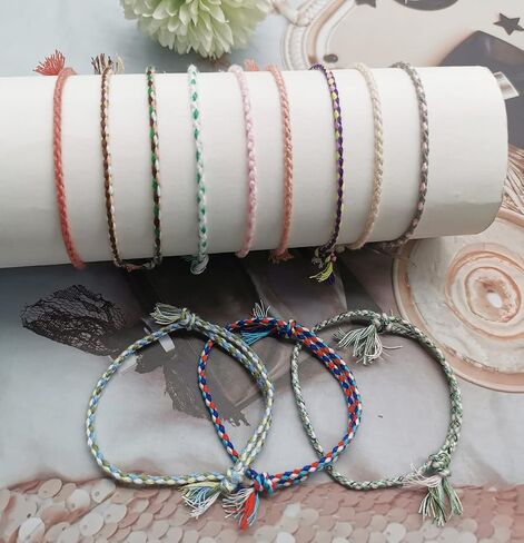 FINZOR 36 Pcs Woven Wrap Friendship Bracelets Handmade Braided Friendship Bracelet Adjustable Colorful Bracelet Birthday Gifts-Party Favors in Kuwait