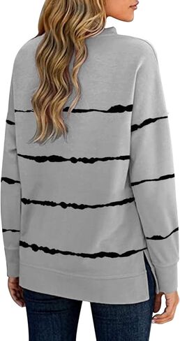 سويت شيرت نسائي كاجوال بسحاب 1/4 من Ebifin بأكمام طويلة وسحاب فضفاض وقمصان علوية in Kuwait