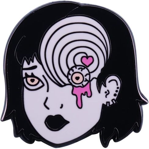 Junji Ito horror spooky eyeball brooch badge lapel pin creative gift brooch jewelry accessories badge jacket and hat accessories jewelry gift, Metal, no gemstone in Kuwait
