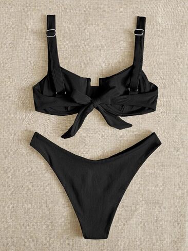 SOLY HUX Women's Two Piece Swimsuit Underwire Tie Back High Cut Bikini Sets Bathing Suits in Saudi Arabia