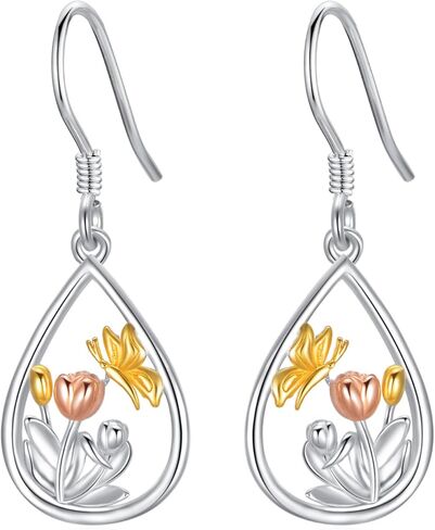 Hummingbird/Frog/Guinea Pig/Panda/Squirrel/Butterfly/Elephant/Snail Mushroom/Axolotl/Highland Cow/Owl Earrings 925 Sterling Silver Animals Dangle Drop Earrings For Women Girls Gifts in Kuwait