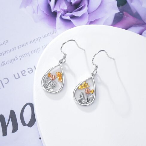 Hummingbird/Frog/Guinea Pig/Panda/Squirrel/Butterfly/Elephant/Snail Mushroom/Axolotl/Highland Cow/Owl Earrings 925 Sterling Silver Animals Dangle Drop Earrings For Women Girls Gifts in Kuwait