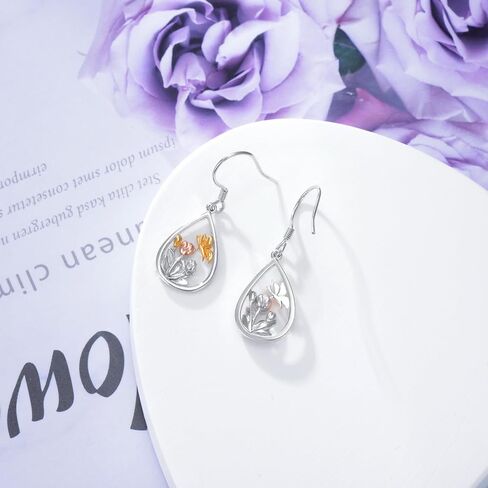 Hummingbird/Frog/Guinea Pig/Panda/Squirrel/Butterfly/Elephant/Snail Mushroom/Axolotl/Highland Cow/Owl Earrings 925 Sterling Silver Animals Dangle Drop Earrings For Women Girls Gifts in Kuwait