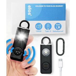 Elos Personal Alarm Keychain for Women & for Seniors Pull pin, LED Light, 130db Siren - Safealarm with Loud Protector, Hand held Safety Alarms, Pocket Alarm Protection for Emergency (Smoky Black)