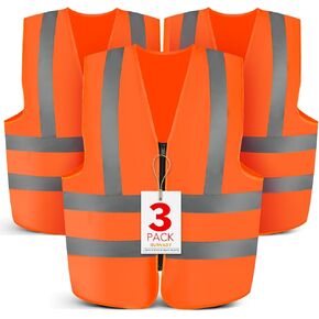 3-Pack Reflective Safety Vest For Women Men - High-Visibility Safety Vest with 2in Reflective Strips for Emergency, Construction, and Safety Use-Green M