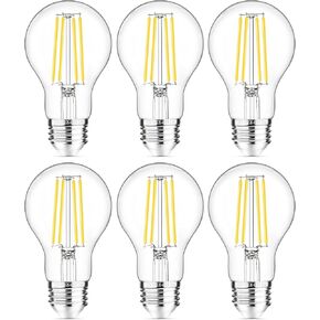GGOYING 60W Equivalent E26 LED Bulb Dimmable, 850LM LED Edison Bulbs Daylight White 5000K, 6W A19 Filament Light Bulb, Classic Clear Glass, 6-Pack