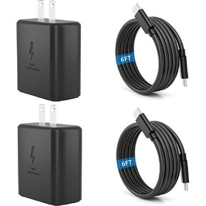 2024 New Samsung 45W Super Fast Charger Type C USB C Android Charger with C to C 6FT Long Type C Fast Charging Cable 2Pack for Samsung Galaxy S24/S24+/S24 Ultra/S23/S23+/S23 Ultra/S22/S21, Galaxy Tab