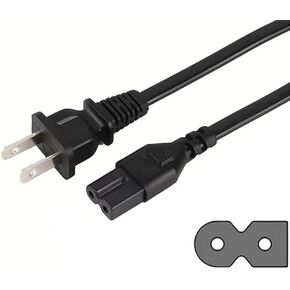 2 Prong Polarized AC Wall Power Cord Cable for Vizio-LED-TV Smart HDTV D-E-M-Series Bose Companion Multimedia Speaker System Cable Box Router Modem Arris Sharp Sanyo NS-HW303 Sound Bar Replacement