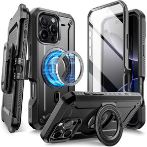 SUPCASE for iPhone 16 Pro Max Case with Stand (UBPro Mag), [Support MagSafe] [Built-in Screen Protector & Belt Clip] [Military-Grade Protection] Magnetic Phone Case for iPhone 16 Pro Max 6.9'', Black