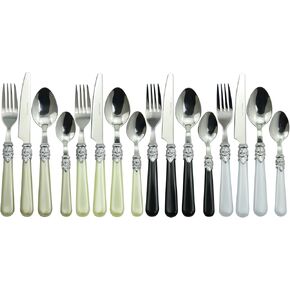 The Original Brink House Eclectic Collection Mix & Match Stainless Steel Cutlery Set with Multicolored Handles / 16 pieces with Metal Stand/Lifestyle utensils for home, apartment, dorm, outdoor