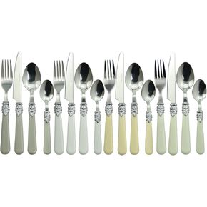 The Original Brink House Eclectic Collection Mix & Match Stainless Steel Cutlery Set with Multicolored Handles / 16 pieces with Metal Stand/Lifestyle utensils for home, apartment, dorm, outdoor