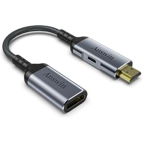 HDMI to DisplayPort Adapter, 4K@60Hz HDMI Source to DisplayPort Monitor Uni-Directional Compatible with PC Graphics Card Laptop Xbox One/360/NS/PS5/Mac Mini Supporting 2K@144Hz 1080P@165Hz
