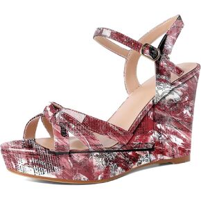 Eldof Womens Wedge Heels Open Toe Ankle Strap High Heel Platform Wedges Sandals 4 Inches