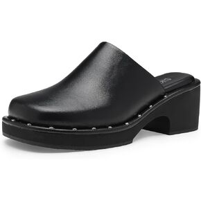 Women's Platform Mules Slip On Thick Sole Slippers High Chunky Rivets Close toed Sandals Block Heel Square Toe Dressy Casual Fashion Shoes
