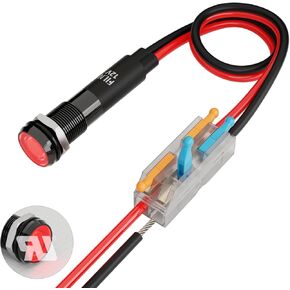 1Pcs 8MM (5/16") Indicator Light led Indicator Light 110VAC Metal Lights Waterproof ip67 Green Signal Lamp Lights(110V-Black Anodized-Red 1Pcs)
