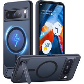 TORRAS Magnetic & Stand for Google Pixel 9 Pro Case/Pixel 9 Case, Fit for MagSafe, 12FT Mil-Grade Drop Protection, Slim Fit for Google Pixel 9/9 Pro Phone Case with Built-in Kickstand, Black