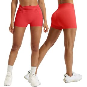 Litthing Womens Yoga Shorts Petal Waist Gym Booty Shorts Tummy Control Biker Running Workout Athletic Shorts