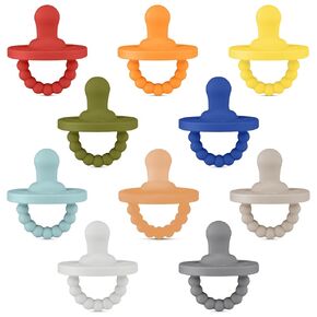 Ryan & Rose Cutie PAT Pacifier Teether 10 Pack Assorted Colors (Whimsy (Girl), Stage 1)