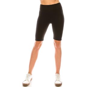 Eevee Women's Comfort Stretch Soft Solid 3" High Waist Band Active Workout Biker Yoga Running Shorts