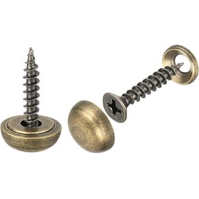 uxcell 16Pcs Brass Decorative Screws with Caps, 9mm Mirror Screws Cover Self-Tapping Screws for Furniture Fixing, Bronze