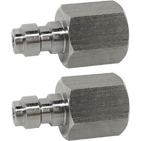 YTQDSS 2PCS Female Thread Adapter, Stainless Steel 8mm Quick-Disconnect Plug with Seals, Air Tool Fitting Connector PCP Paintball Charging Fittings