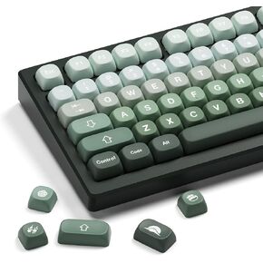 XVX Matcha Wagashi PBT Keycaps-MOA Keycaps, Custom Keyboard Keycaps 60 65 75 100 Percent, 5 Side Dye Sublimation Keycaps, 132 Keys Keycaps Set for Cherry Gateron MX Switches Keyboards, Gradient Green
