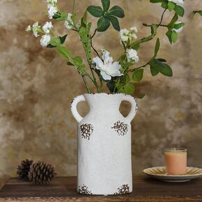 Ceramic Rustic Farmhouse Vase, 10.6 Inch Black Vases Home Decor, Modern Farmhouse Vases for Centerpieces, Decorative Boho Vase for Living Room Decor Shelf Decor Mantel Decor Table Decorations