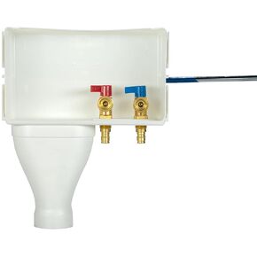 87371 Left-Hand Drain Wide-Mouth Washing Machine Outlet Box - Quarter-Turn Brass Valves, 1/2-Inch CPVC Connection, White Plastic