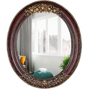 Oval Resin Vintage Mirror, Wall Mounted Decorative Mirror for Entryway, Hallway, Bedroom Oval Mirror 11.8x10 inch (Black)