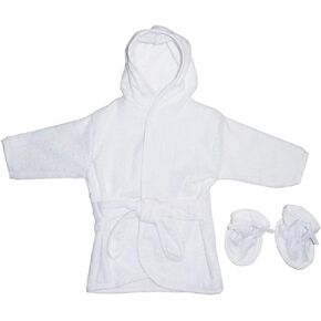bambini Blank Terry Robe White