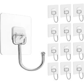 Adhesive Hooks, Wall Hooks for Hanging Heavy Duty 44lb(Max), Upgrade Waterproof Hooks for Kitchen Bathroom Home Office (18PCS)