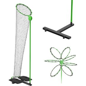 Volleyball Setter Training Equipment Net with Portable Volleyball Cart with Wheels, Volleyball Practice Equipment 5 Height Options and Adjust The Target Hoop Angle by 10 Angles