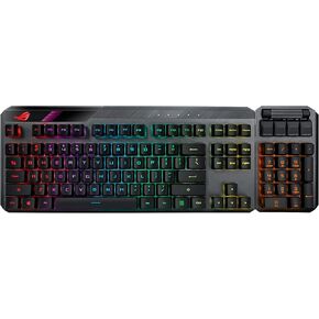 لوحة مفاتيح ميكانيكية للألعاب ASUS ROG Claymore II (مفاتيح ROG RX زرقاء، لوحة أرقام قابلة للفصل ومسند معصم لـ TKL 80%/100%، مزامنة Aura، عناصر التحكم في الوسائط، شحن سريع، عبور USB 2.0)