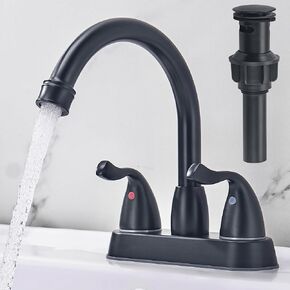 4 Inch Centerset Bathroom Faucet, 2 or 3 Holes Bathroom Sink Faucet, Modern Vanity Faucet,360 Swivel Spout, 2 Handles RV Bathroom Faucet with Pop-up Drain and Water Supply Lines, Brushed Gold