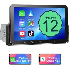 Single Din Touchscreen Car Radio - 7 Inch Single Din Car Stereo with Wireless Apple CarPlay, Android Auto, Mirror Link, GPS Navigation, Bluetooth, WiFi, FM, USB, Hands-Free Calling Car Audio Receiver