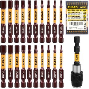 Allen-Wrench Hex Drill Bit Set: 21PCS Durable Impact Allen Key Set, Long-Lasting Strong Magnetic Hex Screwdriver Bit Set, SAE & Metric Size, Mechanic Automotive Furniture DIY Home Repairs