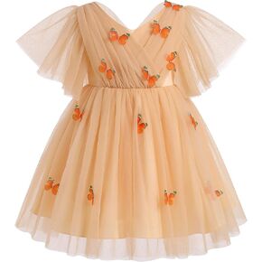 IMEKIS Toddler Girls Butterfly Dress Kids Princess Mesh Sleeves Tulle Formal Wedding Party Tutu Dress Photo Shoot 3-8T