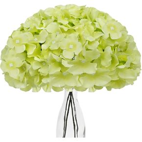 Sunm Boutique 5 Pcs Hydrangea Artificial flower with Stems, Faux Full Hydrangea Flower Head, Fake Silk Hydrangea Flower Bouquet for Wedding Party Garden Home Table Centerpiece Floral Decor (White)