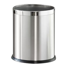 2.6/3.7 Gallon Round Metal Trash Can Without lid, Dual Layer Rust-Proof Garbage Bin, Waste Basket with Gold Edge or Silver Edge for Bathroom,Bedroom,Kitchen, Hotel,Office (88J Gold)