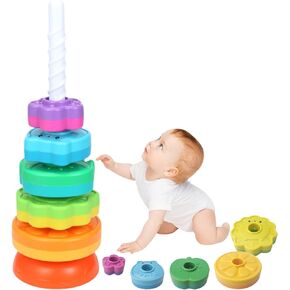 Baby Spinning Stacker Toy, Spinning Toy for Toddler 1-3,Colorful Spin Tower,Educational Toddler Learning Toy,Gift for Babies boy & Girl Age 12+ Months