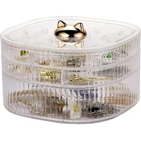 3 Layer Acrylic Jewelry Organizer, Green Small Jewelry Organizer, Cat Clear Jewelry Organizer, Ring Organizer for Jewelry, Stackable Jewelry Box