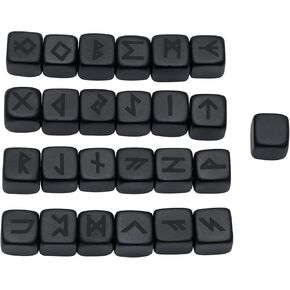 SUNYIK Black Obsidian Frosted Rune Stones Set of 25 Engraved Elder Futhark Alphabet, Crystal Healing Chakra Reiki Runes Kit for Meditation Divination Viking Decor, Rainbow
