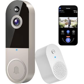 1080P Video Doorbell Camera, Wireless Indoor/Outdoor Surveillance Camera, Cloud Storage, 2.4G WiFi Only, AI Human Detection, Instant Alert, Night Vision, Two Way Audio (Black)