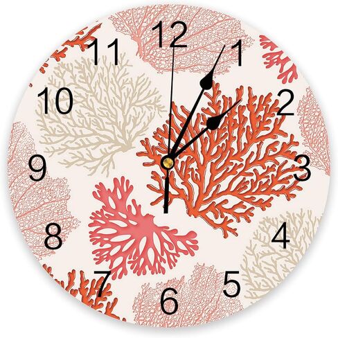 Nautical Coastal Ocean Coral PVC Wall Clock Silent Non-Ticking Battery Operated Clocks, Teal Blue Round Clock for Home Living Room Office Kitchen Bedroom Bathroom Wall Decor 10 Inch Beach Starfish in Saudi Arabia