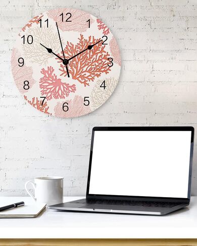 Nautical Coastal Ocean Coral PVC Wall Clock Silent Non-Ticking Battery Operated Clocks, Teal Blue Round Clock for Home Living Room Office Kitchen Bedroom Bathroom Wall Decor 10 Inch Beach Starfish in Saudi Arabia