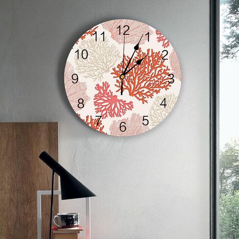 Nautical Coastal Ocean Coral PVC Wall Clock Silent Non-Ticking Battery Operated Clocks, Teal Blue Round Clock for Home Living Room Office Kitchen Bedroom Bathroom Wall Decor 10 Inch Beach Starfish in Saudi Arabia