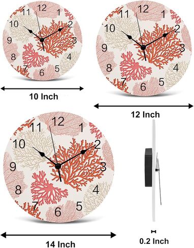 Nautical Coastal Ocean Coral PVC Wall Clock Silent Non-Ticking Battery Operated Clocks, Teal Blue Round Clock for Home Living Room Office Kitchen Bedroom Bathroom Wall Decor 10 Inch Beach Starfish in Saudi Arabia